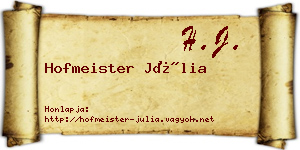 Hofmeister Júlia névjegykártya